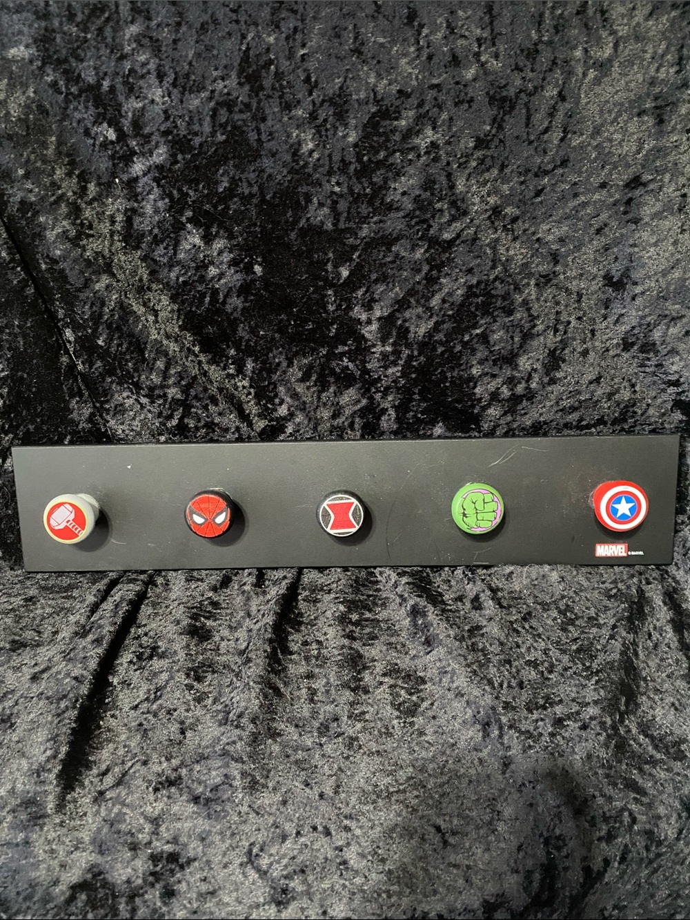 Marvel Black Wall Hook Rack with Red, Green, Blue, White Accents